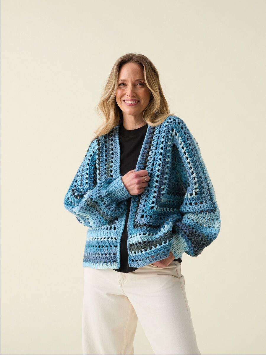 Hayfield Spirit Chunky Crochet Granny Stripe Cardigan Pattern