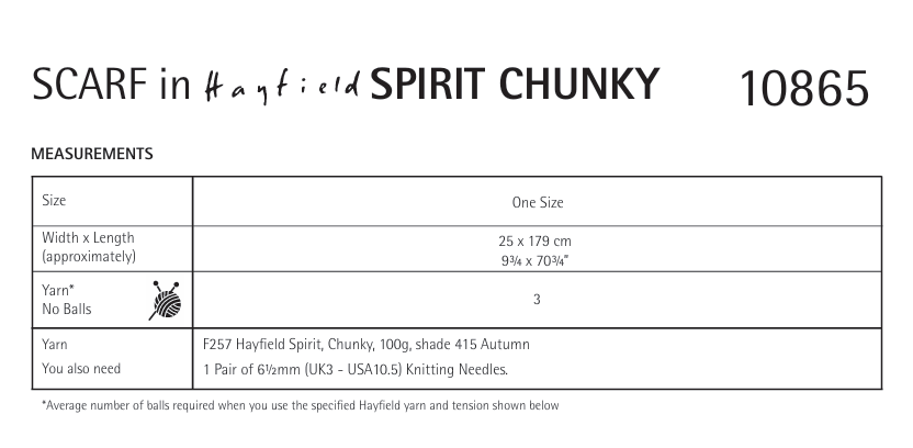 Hayfield Spirit Chunky Chevron Scarf Pattern 10865