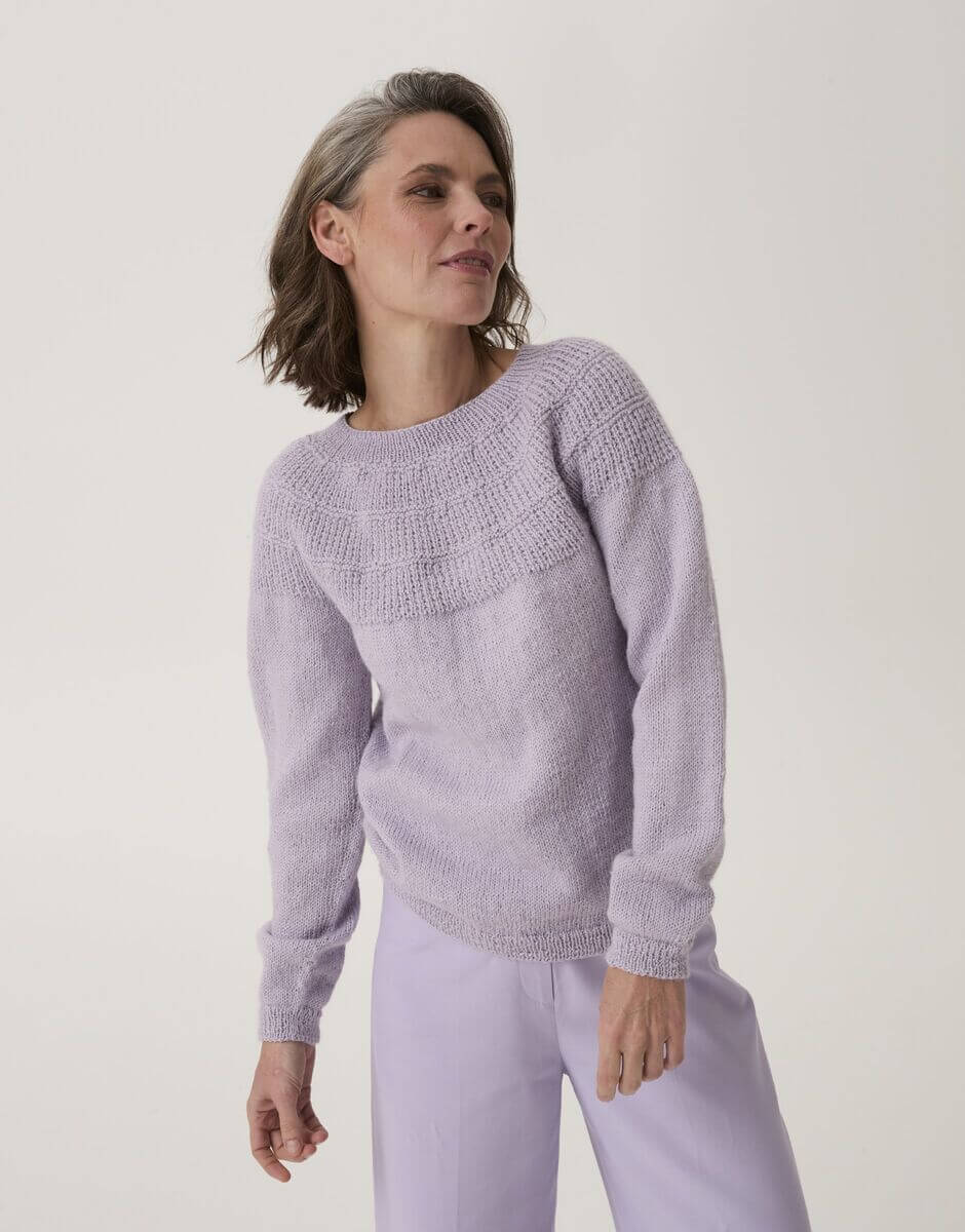 Sirdar Loveful Bio-Blend DK Scallop Shell Yoke Sweater Pattern 10908