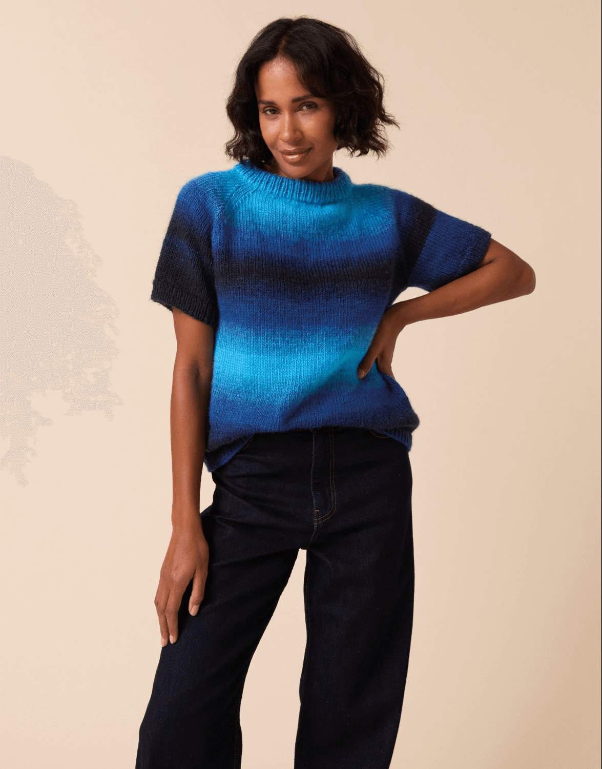 Sirdar Jewelspun Ombre Aran Colour Go Round Sweater Pattern 10920