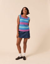 Sirdar Jewelspun Ombre Aran Granny Square Vest Pattern 10921
