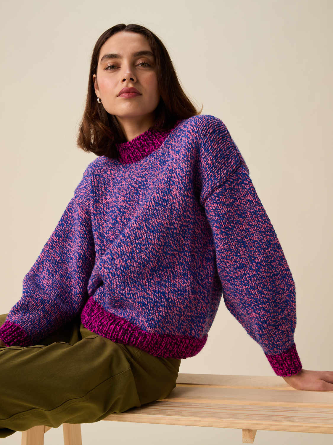 Sirdar Hayfield Bonus Marl Chunky Ripple Round Neck Sweater Pattern 10944