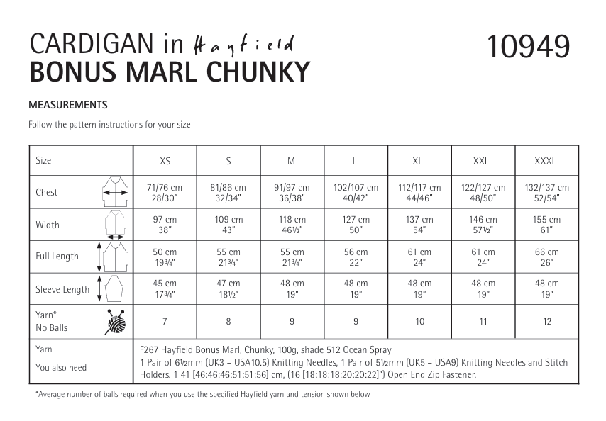 Sirdar Hayfield Bonus Marl Chunky Embrace Collar Cardigan Pattern 10949