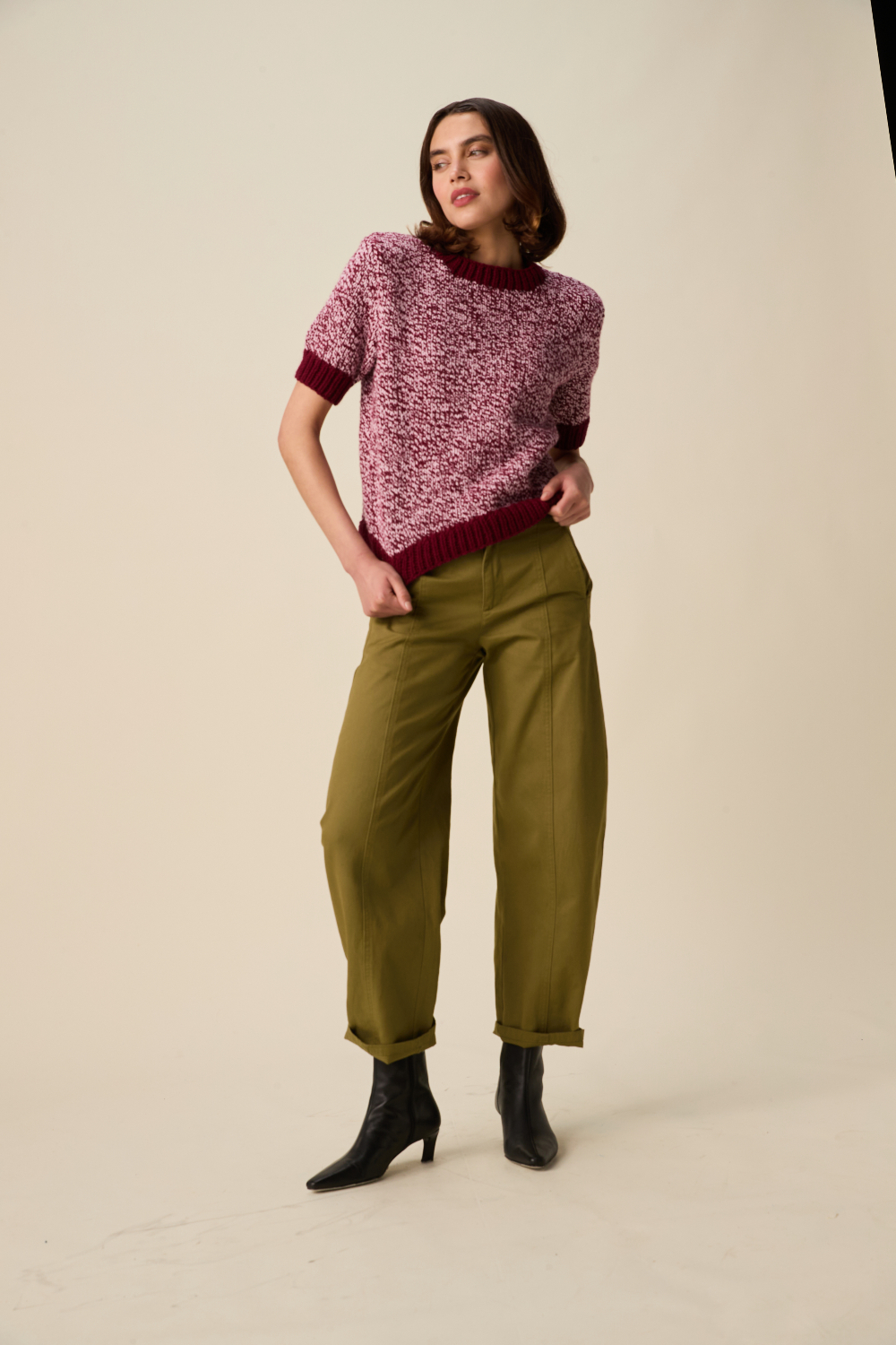 Sirdar Hayfield Bonus Marl Chunky Spin Short Sleeve Sweater Pattern 10953