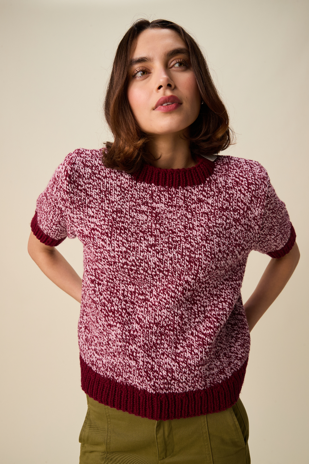 Sirdar Hayfield Bonus Marl Chunky Spin Short Sleeve Sweater Pattern 10953