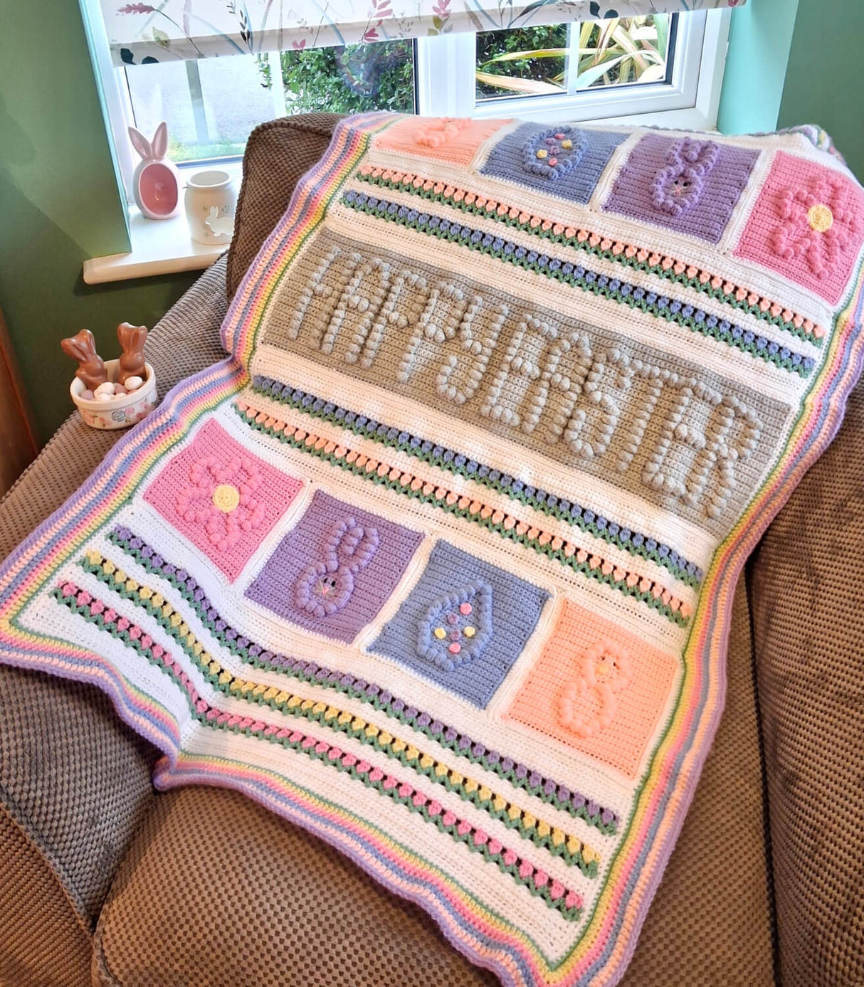 Woolcraft New Fashion DK Happy Easter Crochet Blanket Pattern WC3021