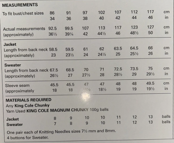 King Cole Magnum Chunky Jacket & Sweater Pattern 3295
