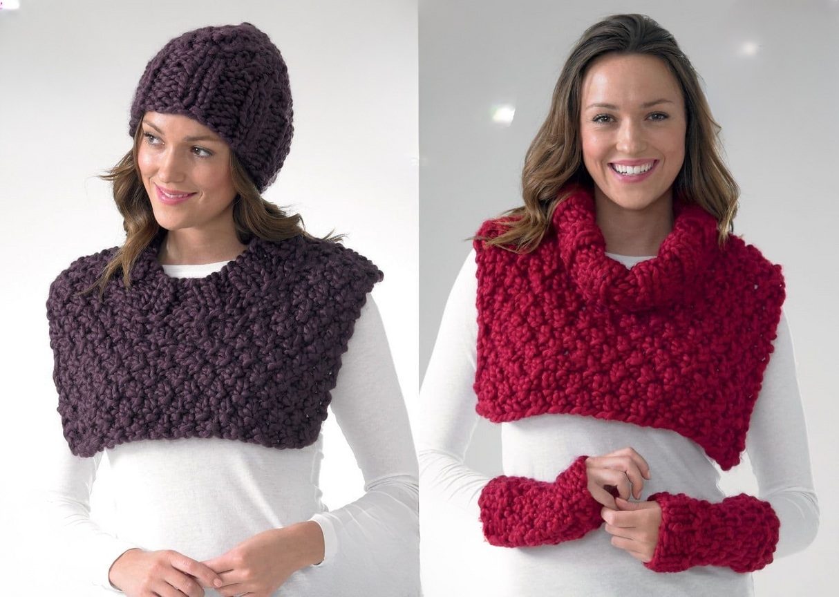 King Cole Supa Dupa Extra Chunky Hat, Neck & Wrist Warmers Pattern 3616*