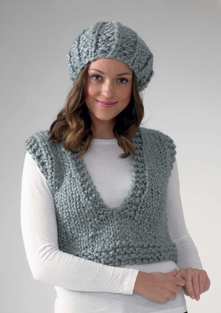 King Cole Supa Dupa Extra Waistcoat, Slipover, Beret & Wrist Warmer Pattern 3618*