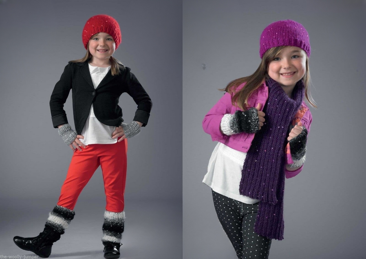 King Cole Galaxy Chunky Hat, Scarf, Beret, Mitts, Wrist & Leg Warmers Pattern 3629*