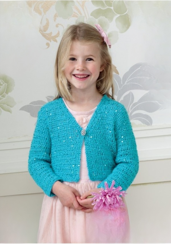 King Cole Galaxy DK Crochet Short Cardigan Pattern 4427*