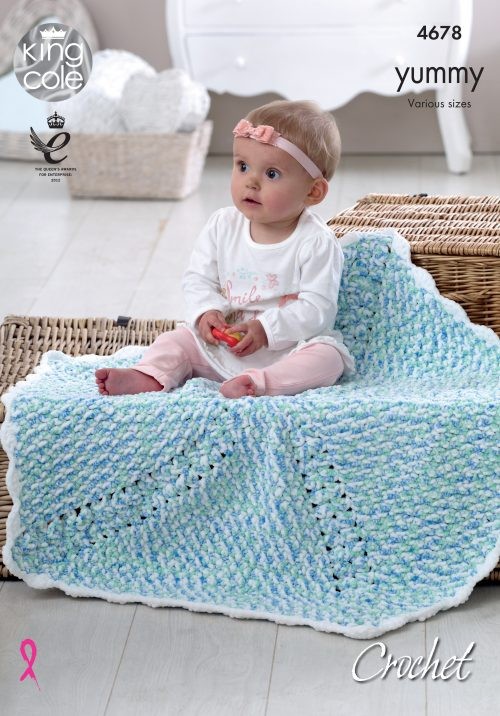 King Cole Yummy Chunky Blankets Crochet Pattern 4678