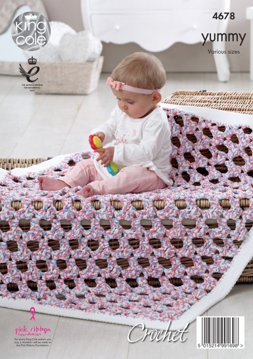 King Cole Yummy Chunky Blankets Crochet Pattern 4678