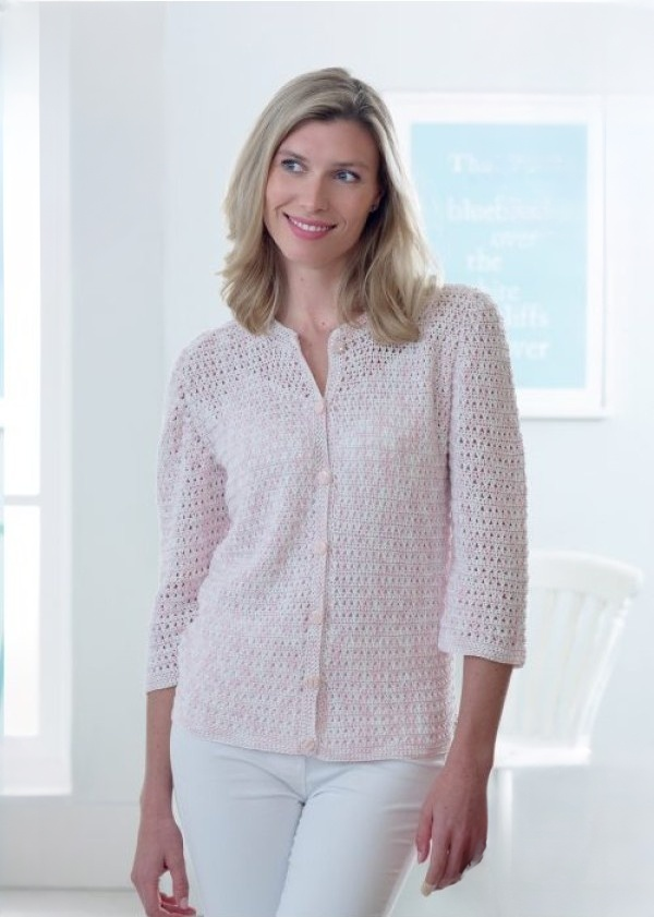 King Cole Giza Cotton Sorbet 4-Ply Crochet Cardigan Pattern 4790*