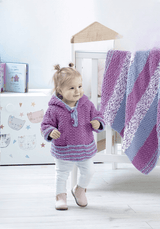King Cole Yummy Chunky Cardigan, Hooded-Over-Top & Blanket Pattern 5328