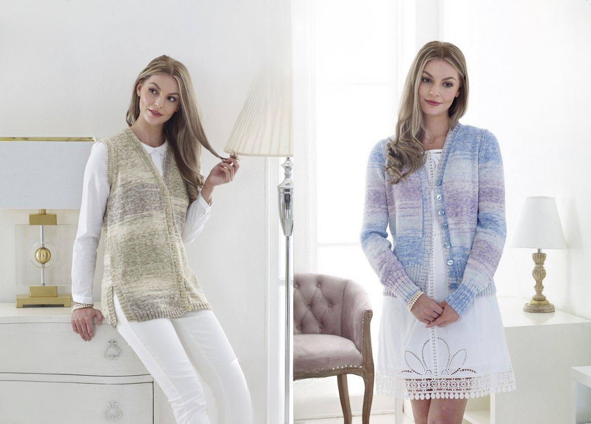 King Cole Drifter 4-Ply Waistcoat and Cardigan Knitting Pattern 5381*