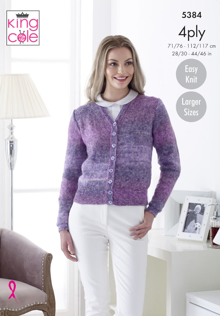 King Cole Drifter 4-Ply Cardigan and Sweater Knitting Pattern 5384