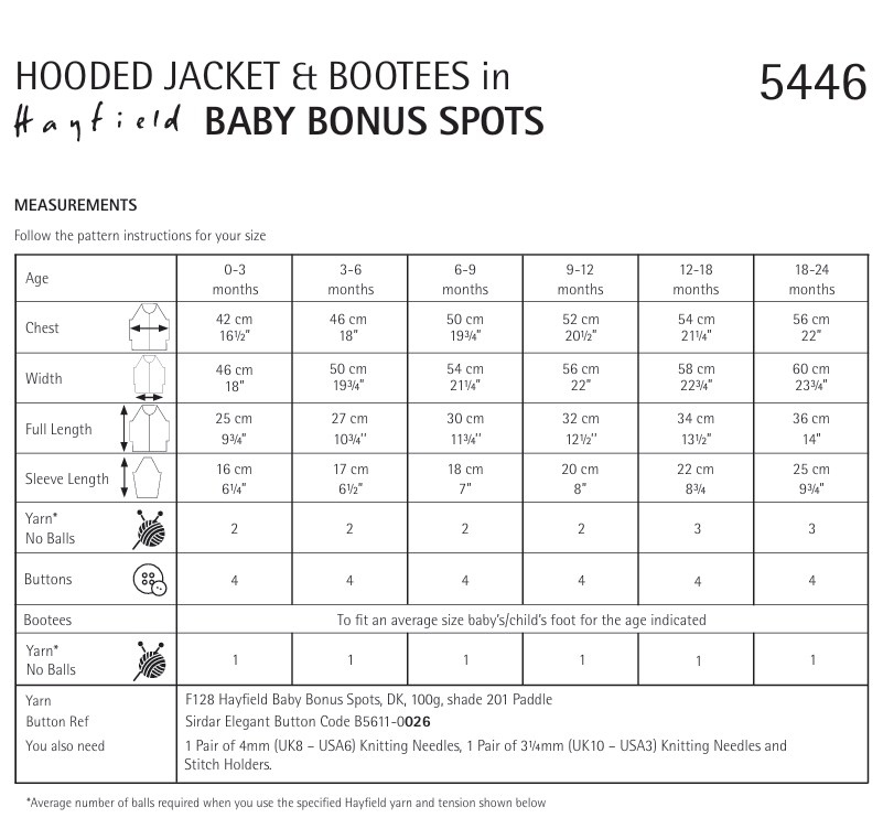 Hayfield Baby Bonus Spot DK Spotty Jackets Pattern 5446