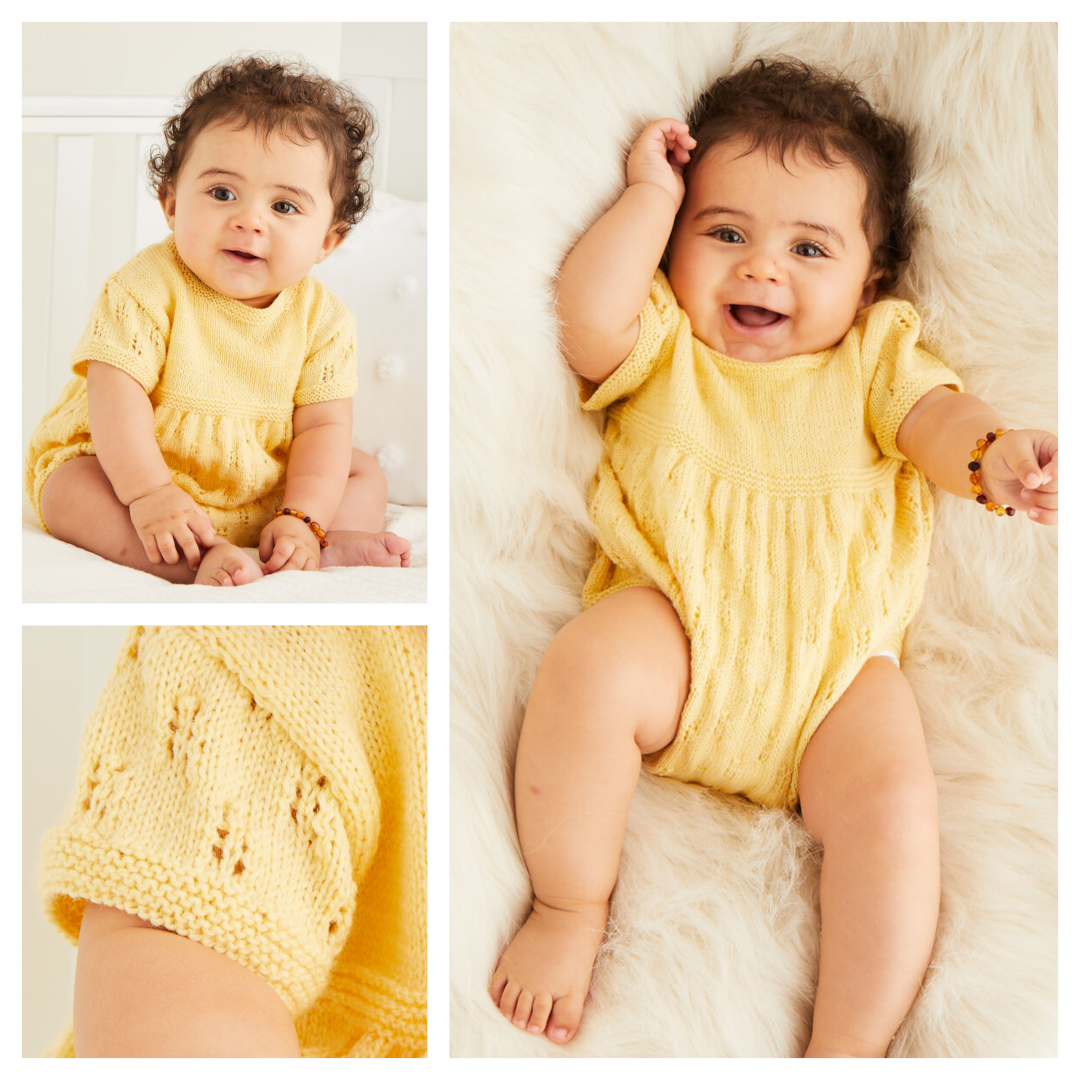 Sirdar Snuggly 3 Ply Little Lacy Baby Romper Pattern 5517