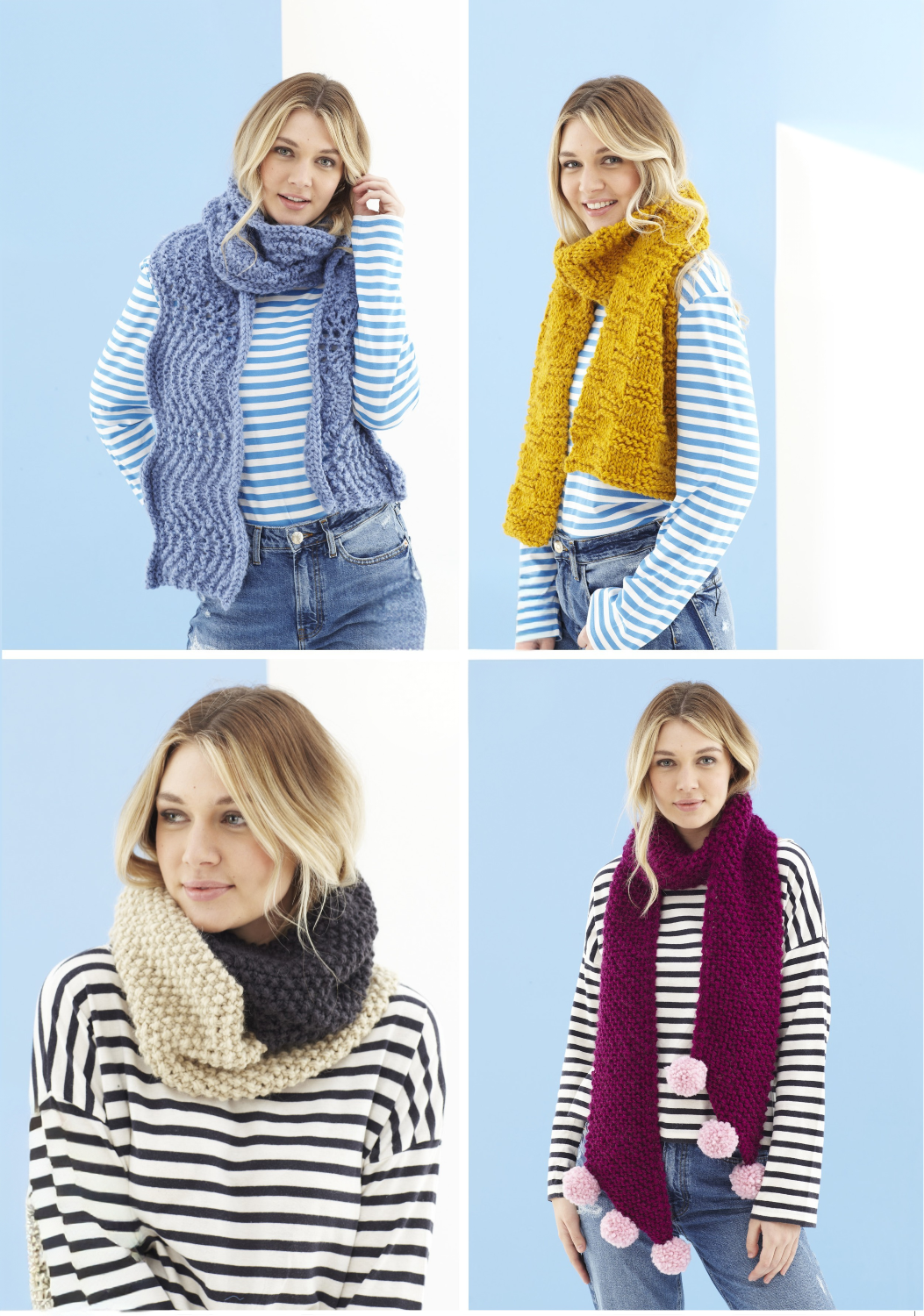 King Cole Timeless Super Chunky Scarves & Loop Pattern 5528*