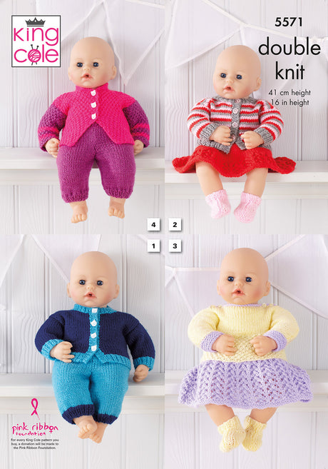 King Cole Dollymix DK Dolls Clothes Pattern 5571