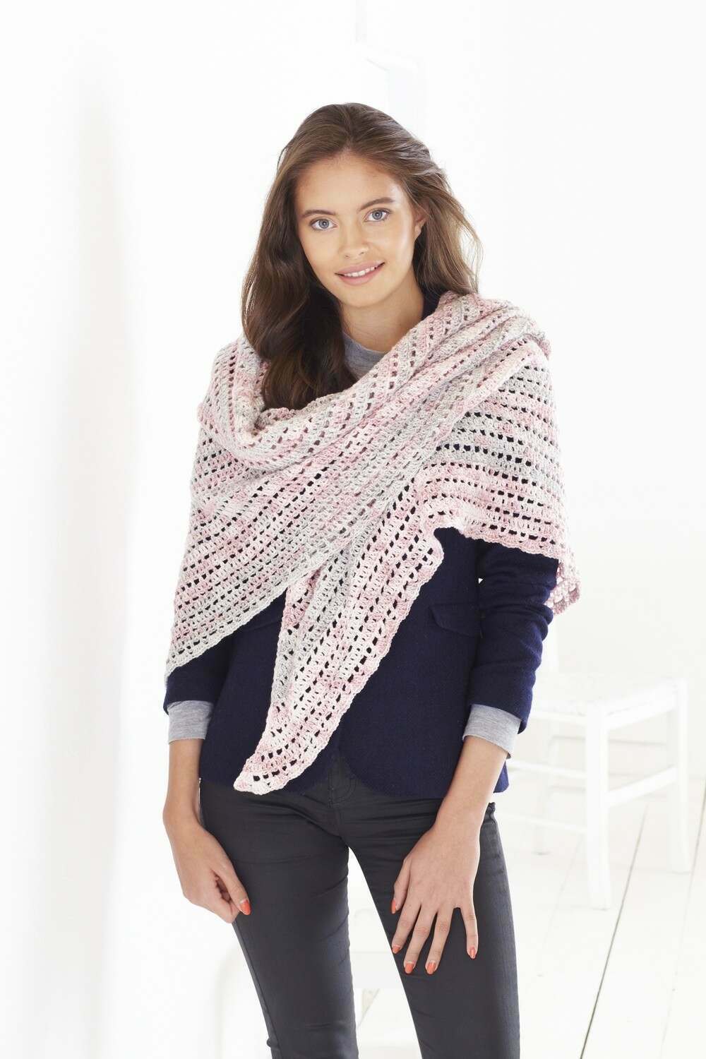 King Cole Drifter 4-Ply Shawl Crochet Pattern 5583