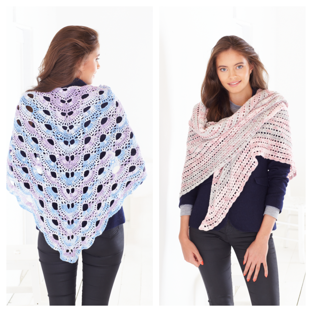 King Cole Drifter 4-Ply Shawl Crochet Pattern 5583