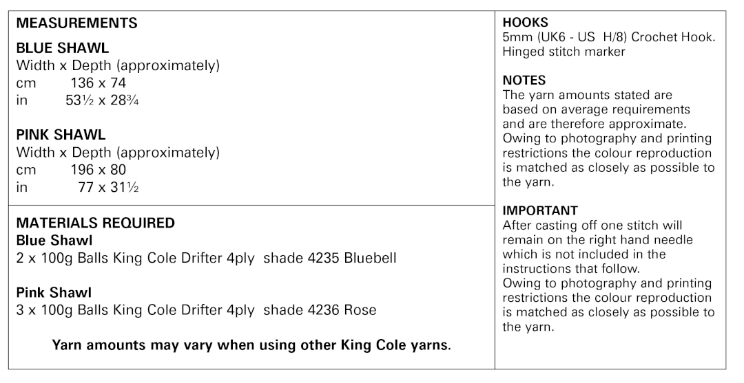 King Cole Drifter 4-Ply Shawl Crochet Pattern 5583