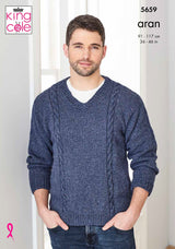 King Cole Forest Aran Sweater Knitting Pattern 5659