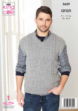 King Cole Forest Aran Sweater Knitting Pattern 5659