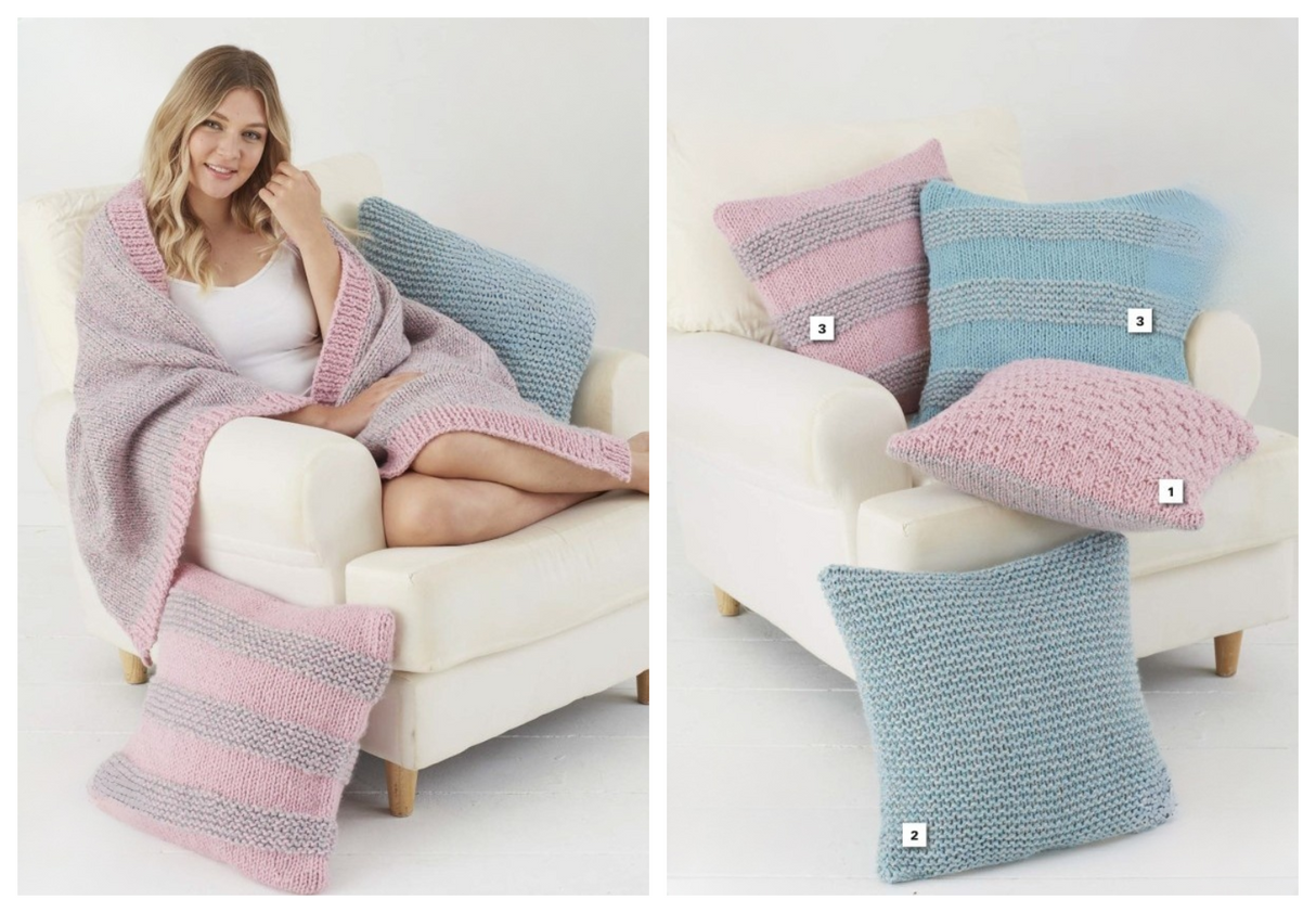 King Cole Timeless Classic Super Chunky Throw & Cushions Pattern 5670