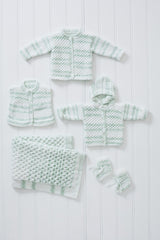 King Cole Baby Stripe DK Cardigan, Waistcoat, Hoody, Blanket & Booties Pattern 5699