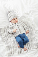 King Cole Baby Stripe DK Blanket, Cardigan & Hat Pattern 5704