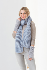 King Cole Rosarium Mega Chunky Hats, Snoods, Wristwarmers, Scarf & Bag Pattern 5755