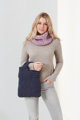 King Cole Rosarium Mega Chunky Hats, Snoods, Wristwarmers, Scarf & Bag Pattern 5755