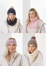 King Cole Rosarium Mega Chunky Hats, Headband, Snoods and Polo Neck Pattern 5756
