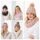King Cole Rosarium Mega Chunky Hats, Headband, Snoods and Polo Neck Pattern 5756