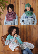 King Cole Christmas Super Chunky Throw, Scarf, Snood & Hat Pattern 5781