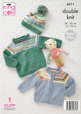 King Cole Cherished DK Cardigan, Sweater, Matinee Coat and Hat Pattern 6211