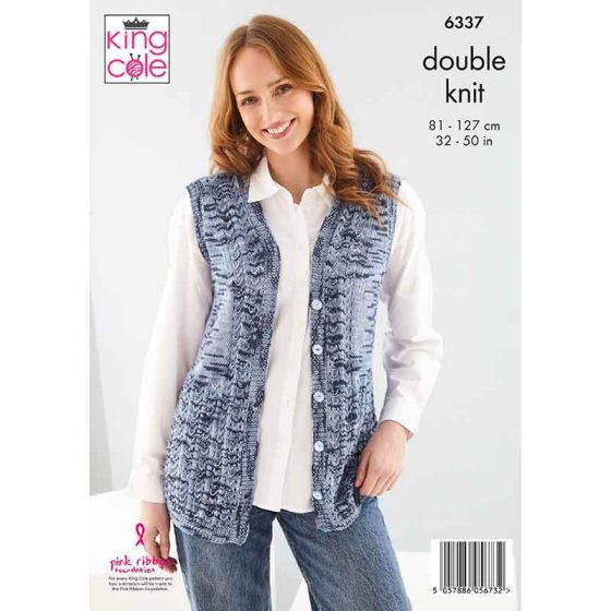 King Cole Linendale Reflections DK Cardigan and Waistcoat Pattern 6337