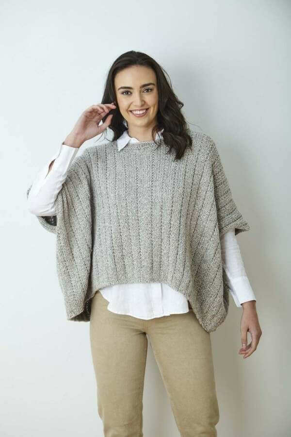 King Cole Simply Denim Chunky Sweater & Cape Top Pattern 6378