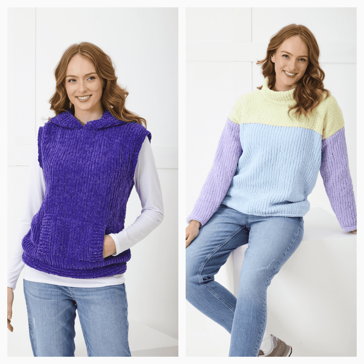 King Cole Yummy Glitz Chunky Sweater and Hooded Top Knitting Pattern 6393