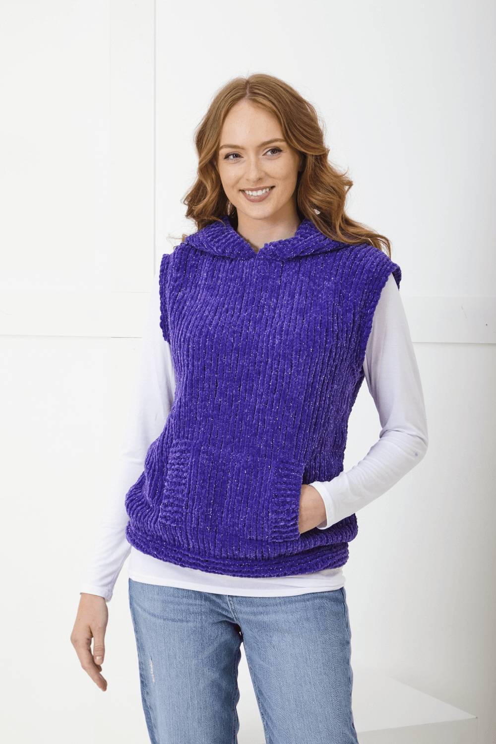 King Cole Yummy Glitz Chunky Sweater and Hooded Top Knitting Pattern 6393