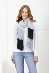 King Cole Yummy Glitz Chunky Scarves, Cowl, Shrug Wrap and Hat Knitting Pattern 6396
