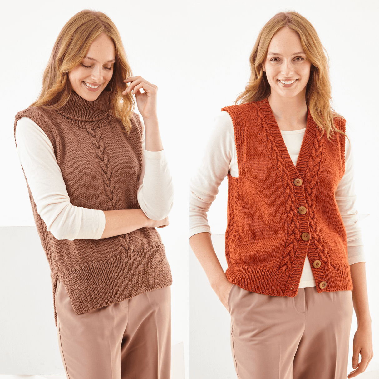 King Cole Wool Aran Slipover & Waistcoat Pattern 6428