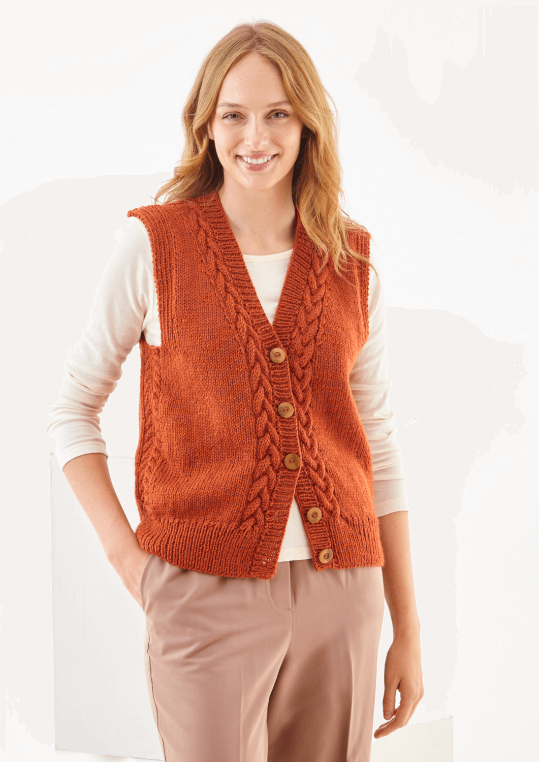 King Cole Wool Aran Slipover & Waistcoat Pattern 6428