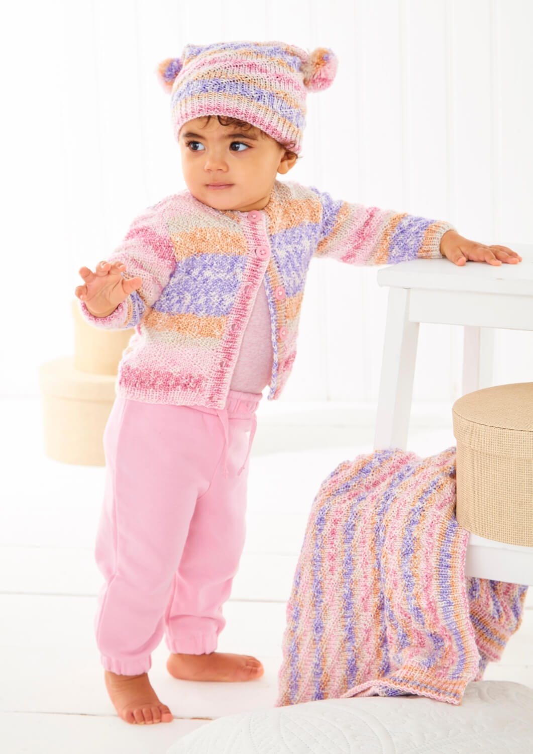 King Cole Fjord Baby DK Jacket, Hat & Blanket Pattern 6459