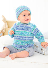 King Cole Fjord Baby DK Sweater, Cardigan & Hat Pattern 6461