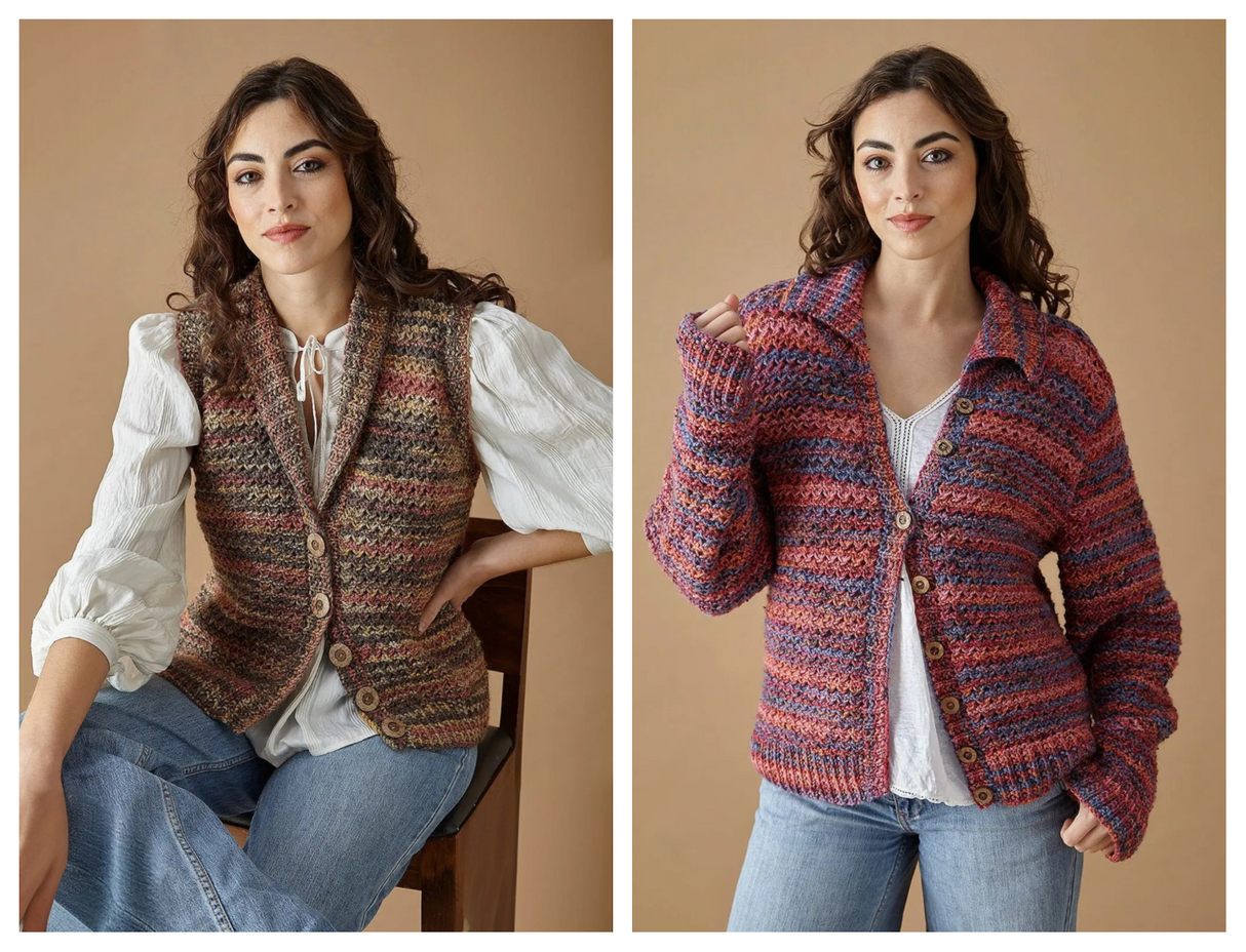 King Cole Homespun Prism Cardigan and Waistcoat Pattern 6468