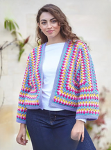 King Cole Merino Blend DK Hexagon Crochet Cardigan’s Pattern 6481